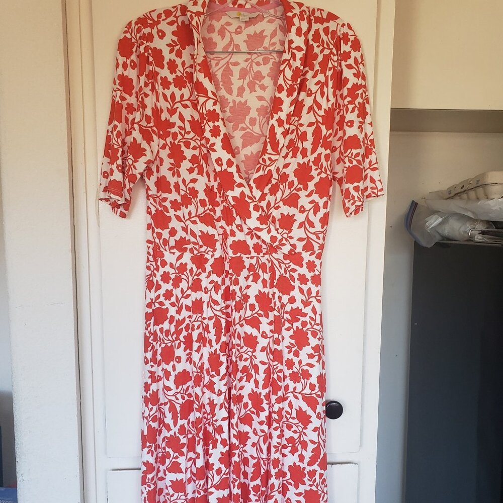 Boden Orange and White Dress Size 8